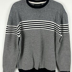 Blumind Sweater Size M Black White Long Sleeve Crew Neck Tight Knit Cotton